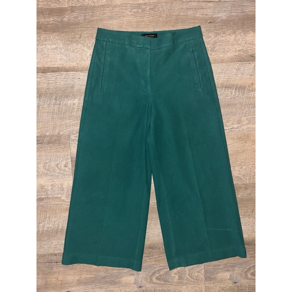 Ann Taylor Wide Leg Crop Pants Size 6 Emerald Green Culottes Cropped Trousers